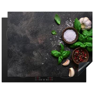 Obrázek produktu pro KitchenYeah® Kryt varné desky byliny - zátiší - beton, 77x59cm, dekorace do kuchyně, keramický kryt varné desky, krycí deska na varnou desku