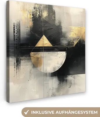 Produktbild von MuchoWow® - Leinwandbilder - Abstrakt - Schwarz - Farbe - Modern, Wandbild, Wanddeko Bilder Wohnzimmer, 90x90 cm