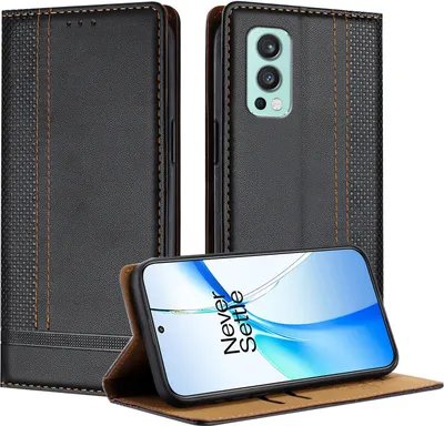 Obrázek produktu pro Pouzdro pro OnePlus Nord 2 kožené flipové pouzdro s funkcí stojánku černé