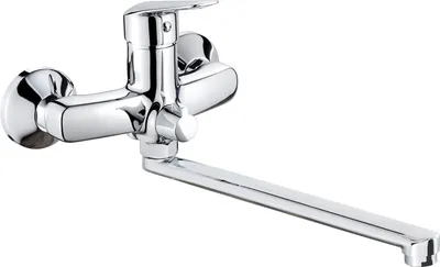 Zdjęcie produktu dla Deante Bateria Ścienna Chromowana z Wydłużoną Wylewką, Mosiądz, Jednouchwytowa, Stylowy Design, Ekologiczne Rozwiązania