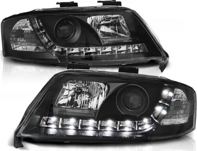 Produktbild von LED Tagfahrlicht Design Scheinwerfer passend für Audi A6 4B 01-04 schwarz