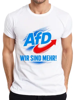 Obrázek produktu pro Tričko s nápisem "AfD Wir Sind Mehr Deutschland Patriot", bílé barvy, velikost M. (Sarkastický výrok.)