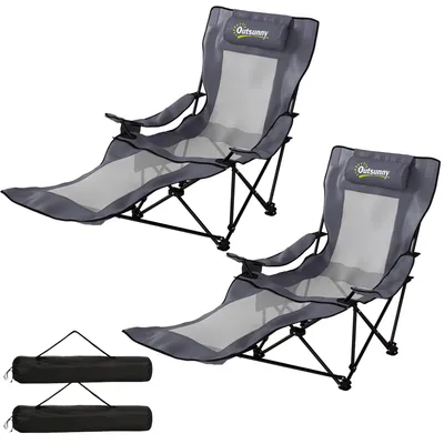 Produktbild von Outsunny 2er Set Campingstuhl faltbar Angelstuhl mit verstellbarer Rückenlehne