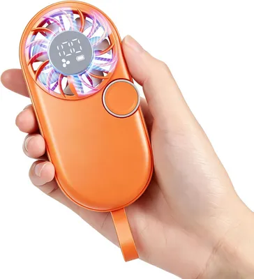 Produktbild von Mini Handventilator mit Stufenloser Geschwindigkeitsregelung,Tragbarer USB-C Lüfter mit LED Display,1200mAh Akku,Bürstenloser Motor,Lanyard,Leise