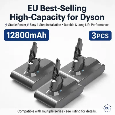 Image de Batterie pour aspirateur V7 - Batterie de remplacement - Lithium-ion 21,6V - 12800mAh, haute capacité - Lot de 3 - Compatible avec les modèles Animal, Absolute et Motorhead