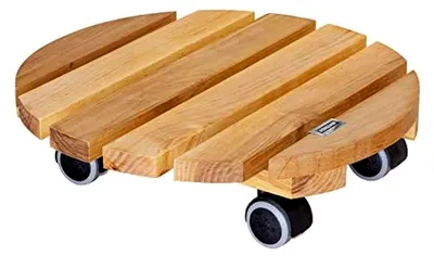 Produktbild von WAGNER Pflanzenroller NATURE Ø 30 x 8 cm - Pflanzenroller für den Innenbereich, Erle natur - Blumenroller aus -Massivholz - Kübelroller aus Holz - Tragkraft 100 kg - Hergestellt in der EU