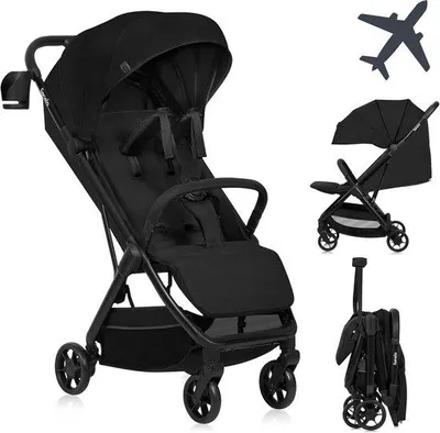 Productafbeelding van Reisbuggy - Lichtgewicht kinderwagen - Vliegen en reizen - Automatisch opvouwbaar - 75 kg - Zwart