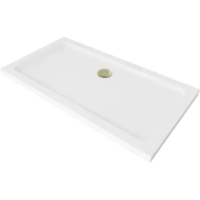 Obrázok produktu pre Mexen Flat obdĺžniková sprchová vanička slim 120 x 70 cm, biela, syfon zlatá - 40107012G
