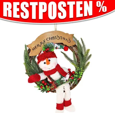 Produktbild von Weihnachts Deko Kranz mit Schneemann - ca. 33 x 46 cm