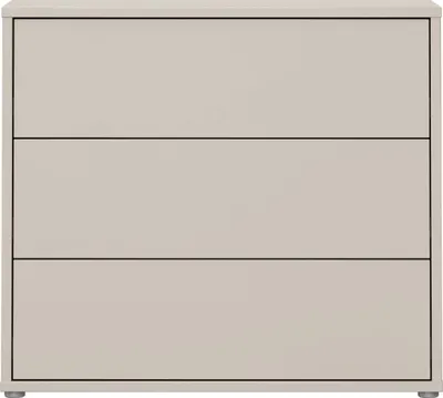 Produktbild von Forte ALICE SPRINGS Kommode 100, moderne Kommode mit 3 Schubladen, Schlafzimmer, Wohnzimmer, Holzwerkstoff, Kaschmir Beige, 94,8 cm breit x 83,1 cm hoch x 34,9 cm tief