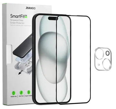 Zdjęcie produktu dla 1-pak iPhone 15 Szkło ochronne na ekran & 1-pak ochrona obiektywu - Szkło hartowane | [Automatyczna instalacja] - Bez bąbelków