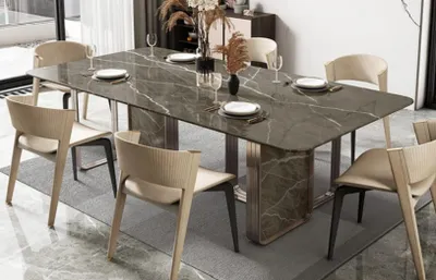 Immagine prodotto di Tavolo da pranzo sala da pranzo moderno tavoli da cucina in acciaio inox tavoli di design tavolo in metallo soggiorno