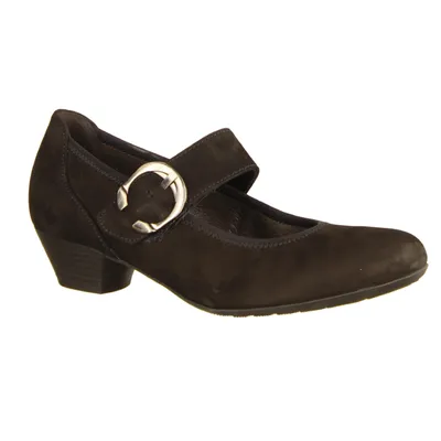 Produktbild von Spangenballerina Gabor Comfort 06139-47- Damenschuhe Modische Pumps / Ballerina, Schwarz, leder (nubuk oil), absatzhöhe: 35 mm