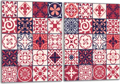 Obrázek produktu pro Sada krycích desek na sporák 2x40x52 cm Skleněný kryt varné desky, mozaikově červený