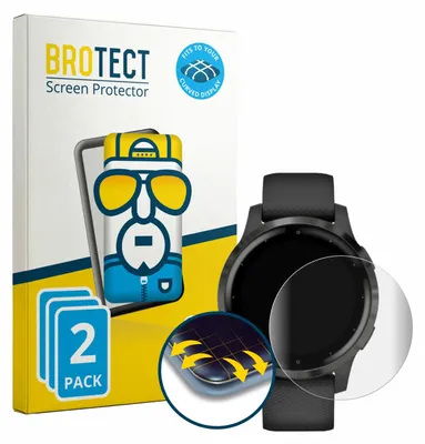 Produktbild von 2x BROTECT Fullscreen Schutzfolie für Garmin vivoactive 4 (45 mm) Displayschutz Folie Fullcover Klar Transparent