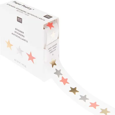 Produktbild von Rico Design Stickerrolle Sterne Neonfarben Hot Foil Veredelung 80 Sticker 0,5 cm Durchmesser