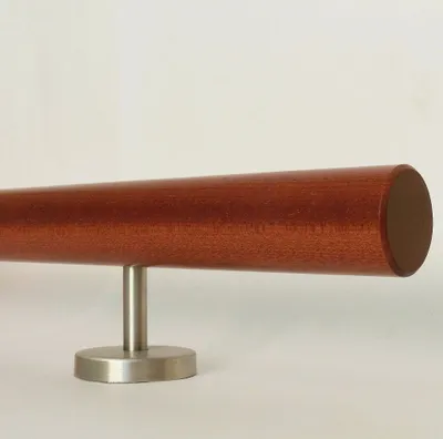 Produktbild von TIBU Mahagoni Holz Handlauf Geländer 0,3m - 5m, Länge 500 cm, Ende gefast und 6 gerade Halter
