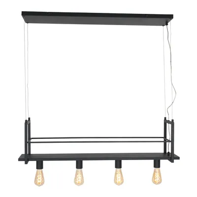 Image de Mexlite - suspension - Buckley - noir - métal - grande lampe de table à manger - E27 - 2983ZW