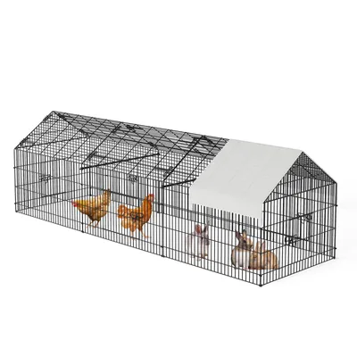 Image de Grand poulailler mobile en métal 4 portes, grillage métallique robuste, cadre inoxydable Poulailler Nichoir - Pondoir pour poules, canards, lapins