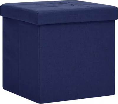 Produktbild von vidaXL Hocker mit Stauraum Blau Leinenoptik