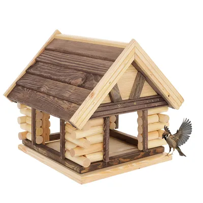 Produktbild von MAZUR Vogelfutterhaus aus massivem Naturholz 38 x 39,5 x 34,5 cm – Wetterfestes Vogelhaus, Futterstation für Wildvögel im Garten