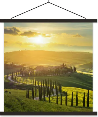 Produktbild von MuchoWow® Textilposter Toskana - Sonne - Italien 120x120 cm mit schwarzem Rahmen - Aufhängungsset