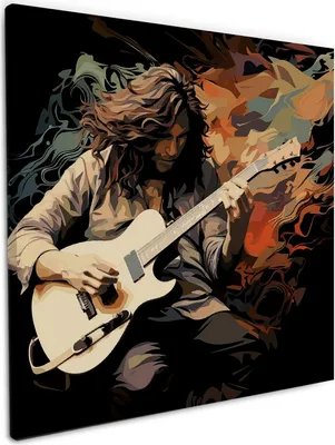 Produktbild von Wallario Premium Leinwandbild Gitarrensolo in Größe 50 x 50 cm