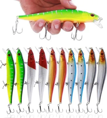 Zdjęcie produktu dla zestaw przynęt wędkarskich Minnow Crankbait - 10 sztuk Przynęta na pstrąga okoniowego