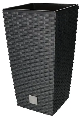 Productafbeelding van KOTARBAU® Bloempot, 170 x 170 x 324 mm, rotan design, vierkant, met binnenpot, antraciet