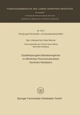 Image de Qualitätsbezogene Betriebsvergleiche im öffentlichen Personennahverkehr Nordrhein-Westfalens