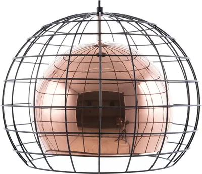 Produktbild von BELIANI Hängeleuchte Kupfer Metall Schirm mit Gitter in Schwarz Kugelform Industrie Look für Wohn- Schlaf- und Esszimmer Kücheninsel