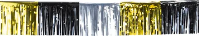 Produktbild von Quastengirlande Metallic Schwarz Gold Silber | 6 m