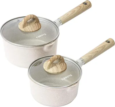 Image de CAROTE Casserole à manche avec couvercle, anti-adhésive (granit blanc, 16/18 cm, 2