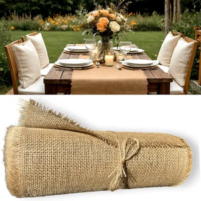 Produktbild von Jute Tischläufer in Natur 50 cm breit, 10 m lang