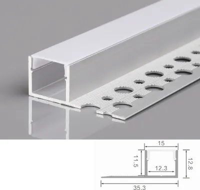 Produktbild von 2m Alu Profil Unterputz Profil Trockenbau Schiene Kanal System mit Milchglas Abdeckung für LED-Streifen Profil H-13