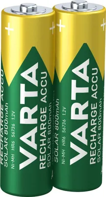 Productafbeelding van Varta Solar, oplaadbare nikkel-metaalhydride batterij AA Mignon/HR6, 800mA, 1,2V (verpakking met 2 stuks)