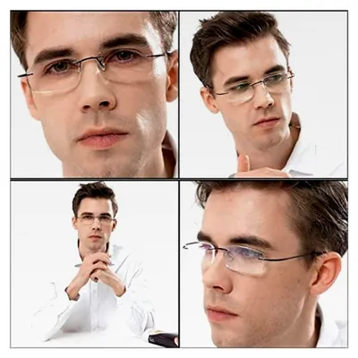Produktbild von Randlose Lesebrille aus ultraleichter Titanlegierung für Herren und Damen, modische Lesehilfe mit Anti-Blaulicht-Funktion, Stärke 2.5