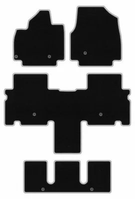 Produktbild von Velours-Fußmatten für Kia EV9 2023- (Crossover 7-Sitzer) – 4-tlg, Schwarz/Silber, passgenau – Wielganizator CARLUX