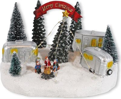 Weihnachtsstadt beleuchtet verschneites Weihnachtsdorf beleuchtet Weihnachtscamping LED Weihnachtsstadt