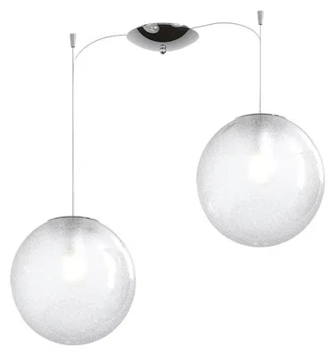 Image de Suspension Contemp Glitter Metal Chrome Glass Blown Transp 2 Lights E27 25Cm
