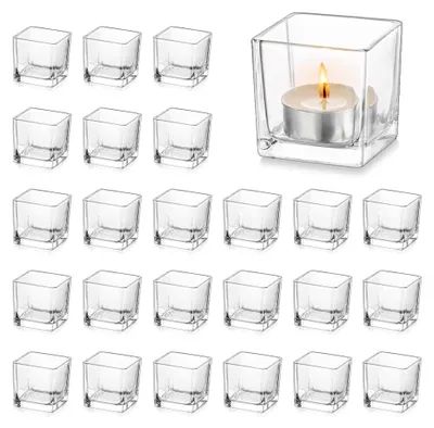 Produktbild von Teelichthalter aus Glas: 24 Stück Teelichtgläser für Tischdekoration bei Hochzeiten und Feiern