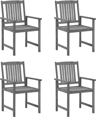 Image de Chaises de jardin et coussins lot de 4 Gris Bois acacia massif
