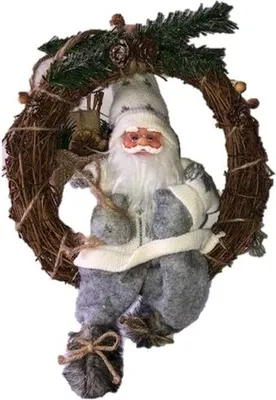 Produktbild von Beleuchteter Weihnachtsmann aus Naturholz, grau, 30 cm Weihnachtsdekoration