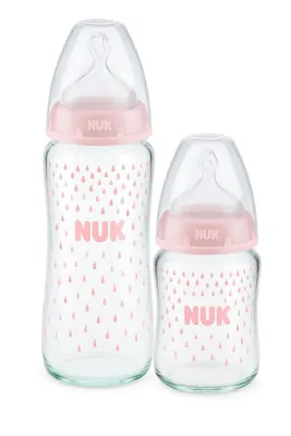 Produktbild von Nuk 10.211.014 FC+ Glass Bottle 120ML SIL 1S Baby-Flasche + Sauger, 120ml Fassungsvermögen, -frei