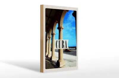 Produktbild von Holzschild Reise 20x30cm  Cuba Karibik  Straße Auto Gemälde