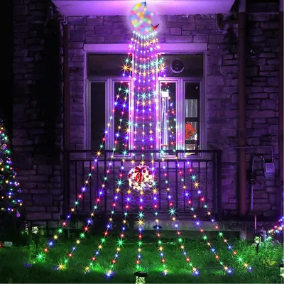 Produktbild von 3.4m 350 LED Lichterkette 8 Lichtmodi mit Stern Weihnachtsbeleuchtung für Weihnachtsbaum Innen Garten Party Deko, Bunt