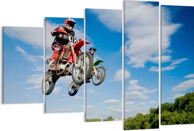 Produktbild von Bild auf Leinwand - Leinwandbild - Motorrad Reiter Himmel - 150x100cm - Wand Bild - Wanddeko - Leinwanddruck - Bilder - Kunstdruck - Wanddekoration - Leinwand bilder - Wandkunst - EG150x100-0126