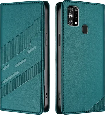 Produktbild von Hülle für Samsung Galaxy M31, Kunstleder Brieftaschen Handyhülle mit Kartenfach und Standfunktion Grün