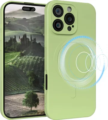 Produktbild von EAZY CASE - Silikonhülle magnetisch für Apple iPhone 16 Pro Max, Hülle Silikon, weich stoßfeste Magnet Handyhülle, Schutzhülle mit Kameraschutz, TPU Bumper in Grün