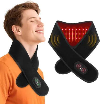 Produktbild von Nacken Handgelenk Beinwärmer Massageband, Rotlicht Wärmekissen 36 LEDs, 660/850nm, 3 Stufen Vibration und Wärme, 3000mAh Akku
